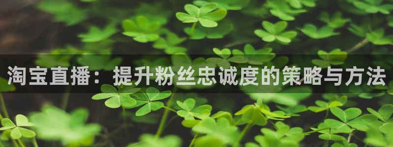 柠檬体育平台：淘宝直播：提升粉丝忠诚度的策略与方法
